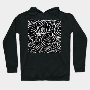 PALM LEAF ABUNDANCE PATTERN BLACK AND WHITE Hoodie